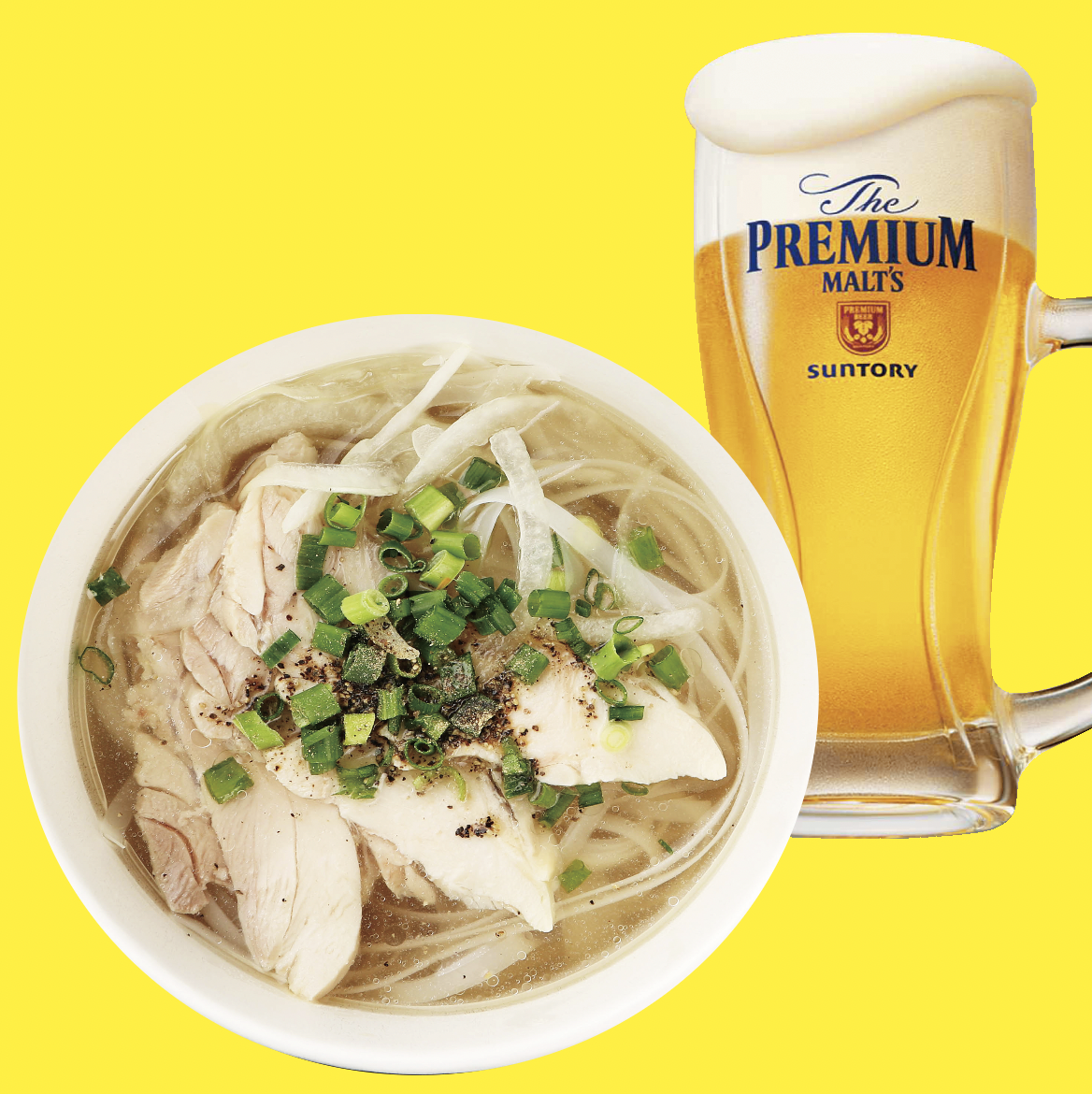 鶏肉のフォーとビールセット（バインミーバインミー）